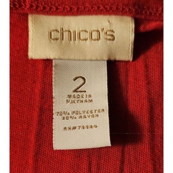 Chico's Women's Red White 3/4 Sleeve Layered Look Soft Knit Blouse Size 2 US L - Picture 9 of 9